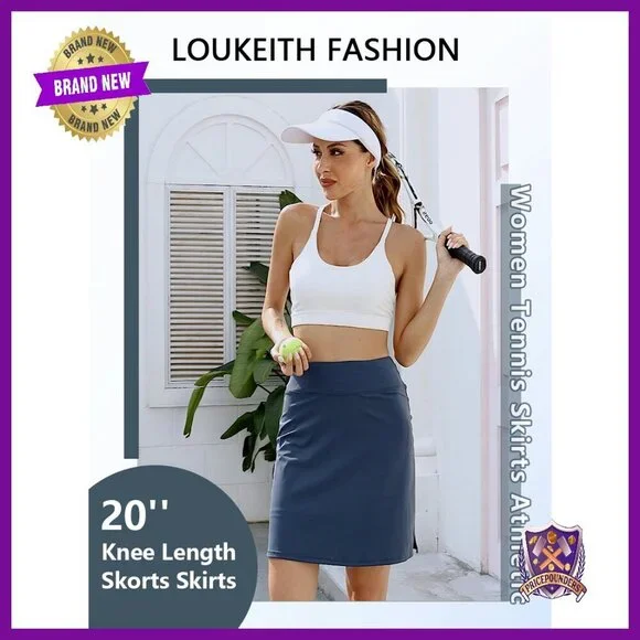 Women's Knee-Length Athletic Skort with Pockets & Drawstring Waist - Picture 8 of 8